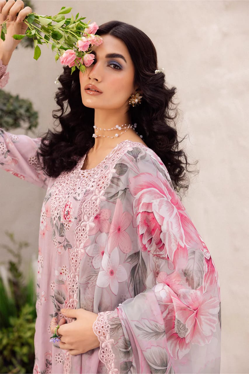 Iznik Luxury Fancy Embroidered Chikankari Lawn 3pc
